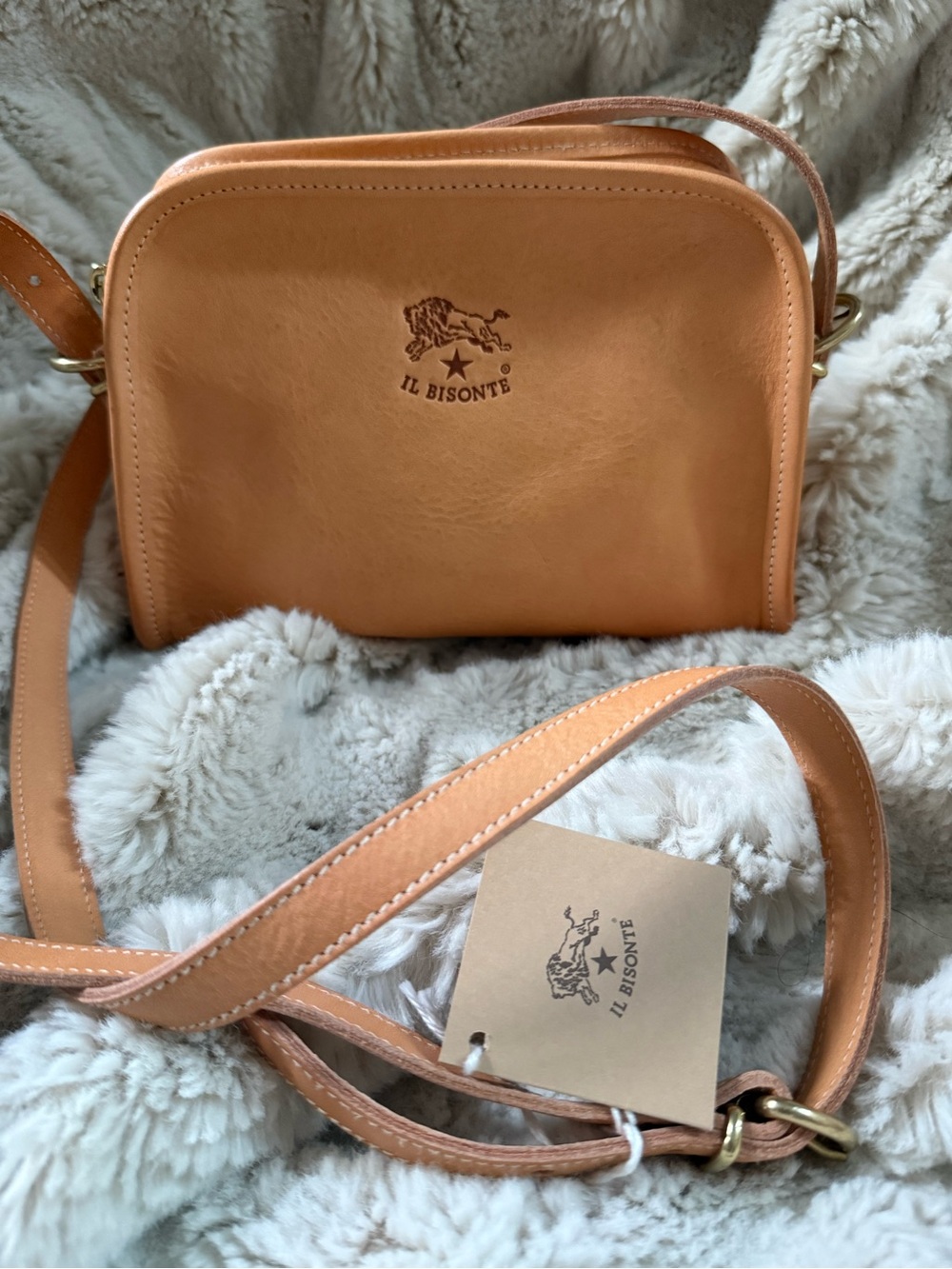 IL Bisonte New with Tags Leather Crossbody Camel/Lt Brown Bag